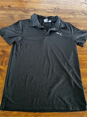 Kids Puma Black Polo Shirt Size M(10-12)